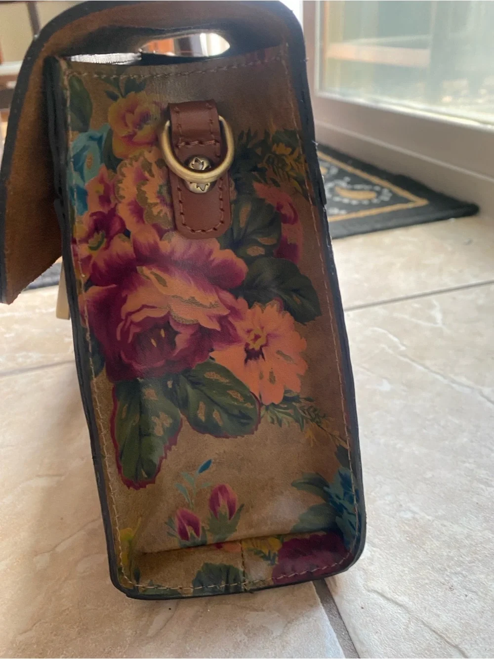 Patricia Nash Floral Top-Handle Satchel - Brown, Burgundy, Green, Blue